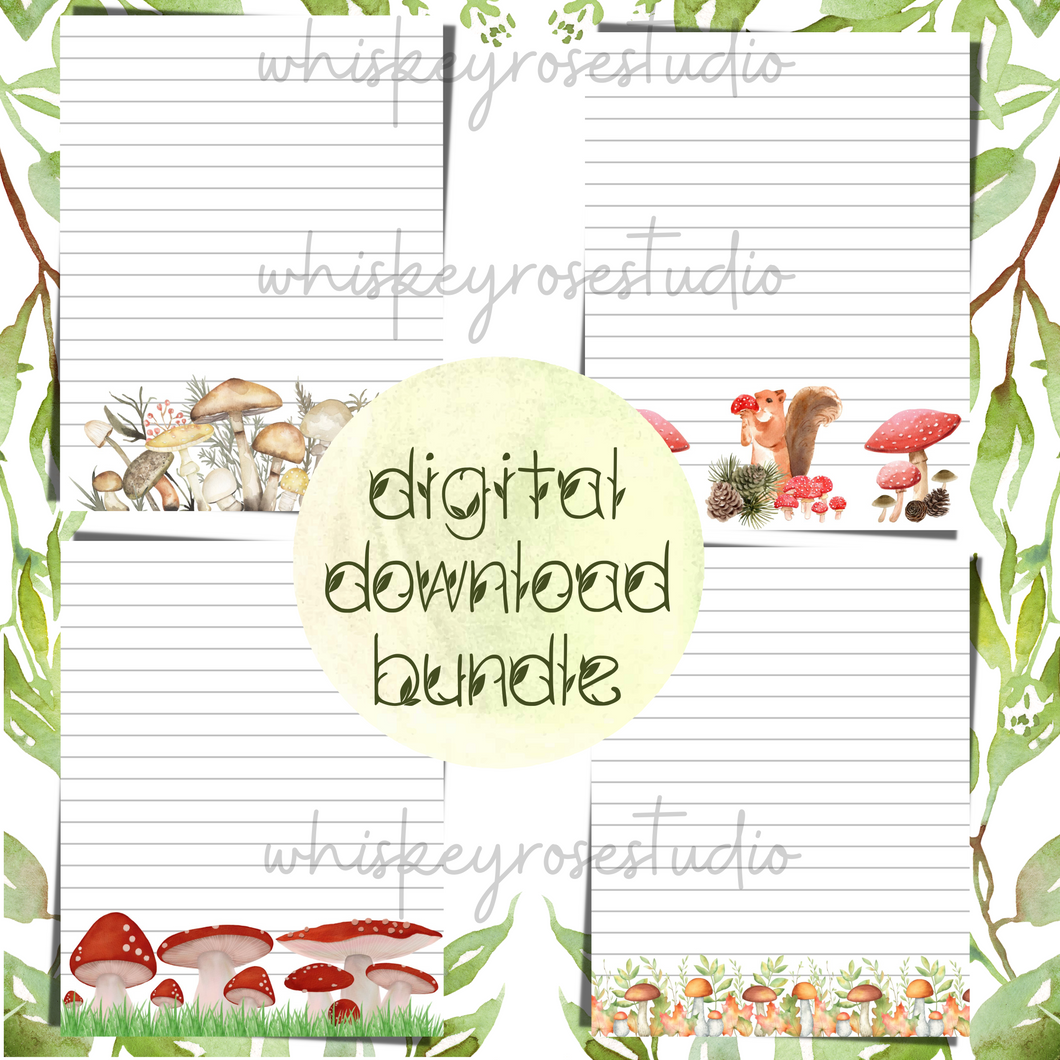 Mushroom Note Page Bundle - Digital Download